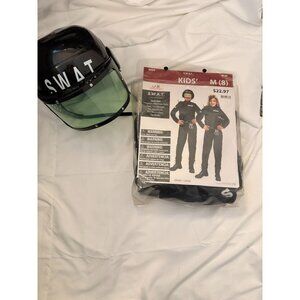 Kids Size M (8) SWAT Halloween Costume with Helmet Handcuffs and More